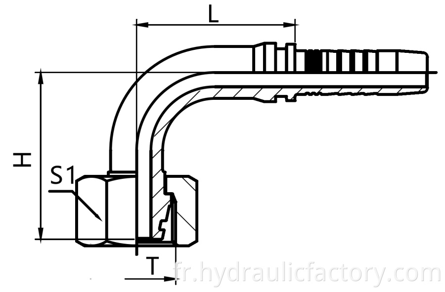 90 Degree Metric Female 24 Cone Fittings Drawing